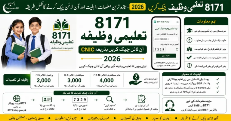 8171 Taleemi Wazif Check Online by CNIC 2026, BISP Taleemi Wazaif, educational stipend for children, Benazir Taleemi Wazaif eligibility, CNIC check, school stipend payment and registration