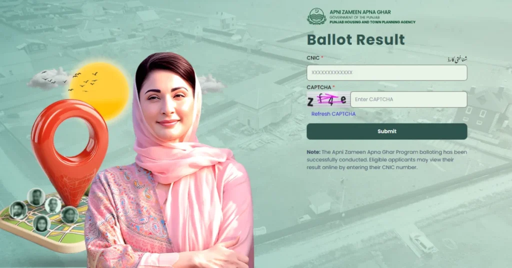 Apni Zameen Apna Ghar Ballot Result 2026, CNIC ballot result check, online ballot result, plot allotment result