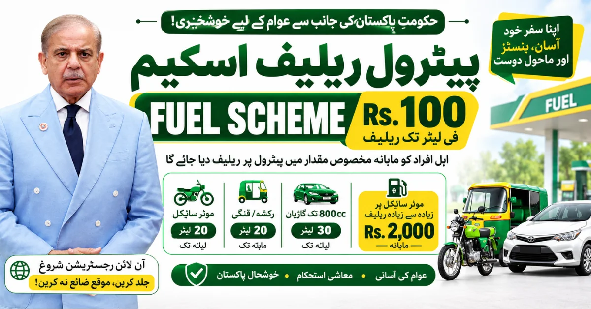 Fuel Scheme, Fuel Scheme, Fuel Scheme Pakistan, Petrol Relief Scheme 2026, Fuel Subsidy Pakistan, Petrol Relief 2026, Rs. 100 Petrol Relief