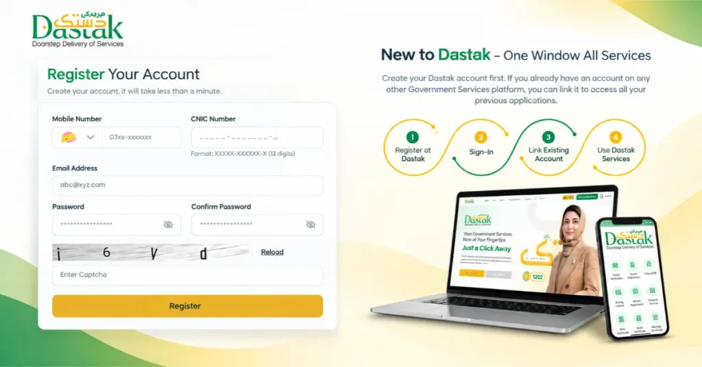 Maryam Ki Dastak registration, Dastak Punjab online services, Maryam Ki Dastak application status, Dastak app download